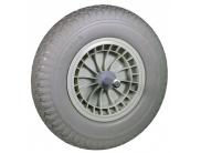 Wiel 400x8 grijs softwiel PVC naaldlager 20 cm as (kruiwagen)