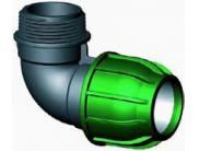 PE Klem Koppeling Knie 90° Buitendraad voor PE Buis 25 mm x ½”