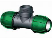PE Klem Koppeling T-Stuk Buitendraad 90° voor PE Buis 25 x ¾” x 25 mm
